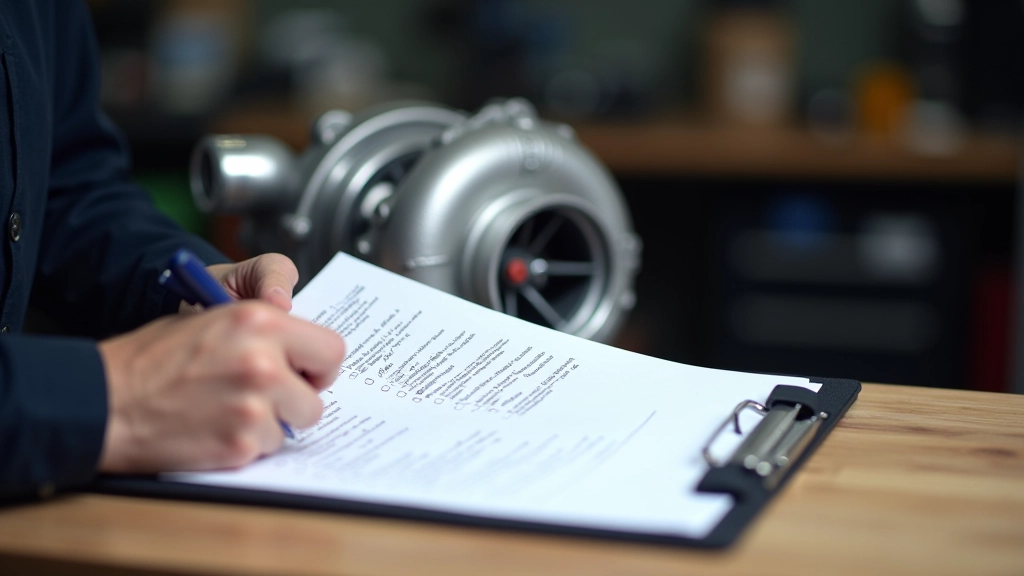 Maintenance checklist with turbocharger service items and schedules