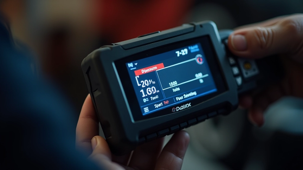 Digital boost pressure gauge displaying normal operating range during engine diagnostics